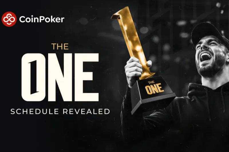 Jogador com o troféu do torneio The One na arte da CoinPoker